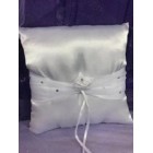 Wedding White Satin Ring Bearer Pillow with Rhinestones Accessorie